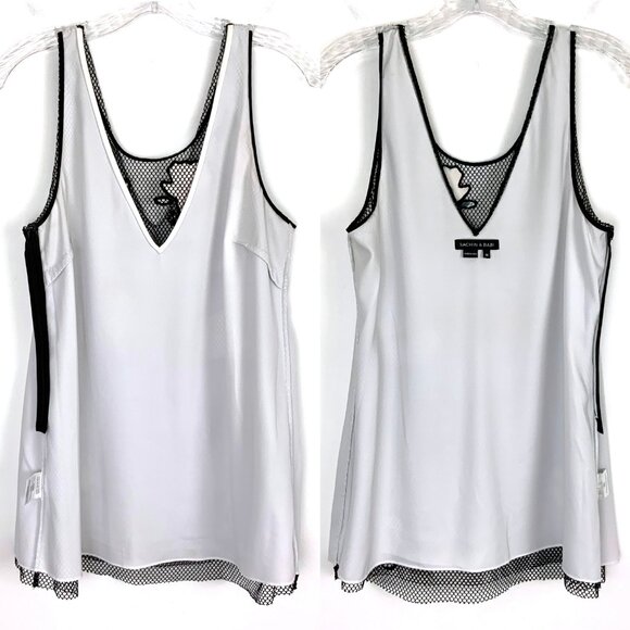 Sachin + Babi Black Mesh Sleeveless Top Abstract Patches & Sequins Medium - Picture 13 of 16